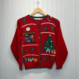 Vintage JJJones Christmas Cardigan Sweater‎ Sz S